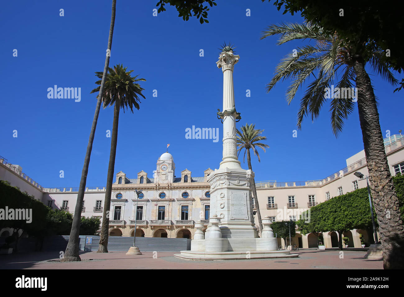 Beautiful Constitution Square, which is in the centre of the city of Almeria, Spain. Stock Photo