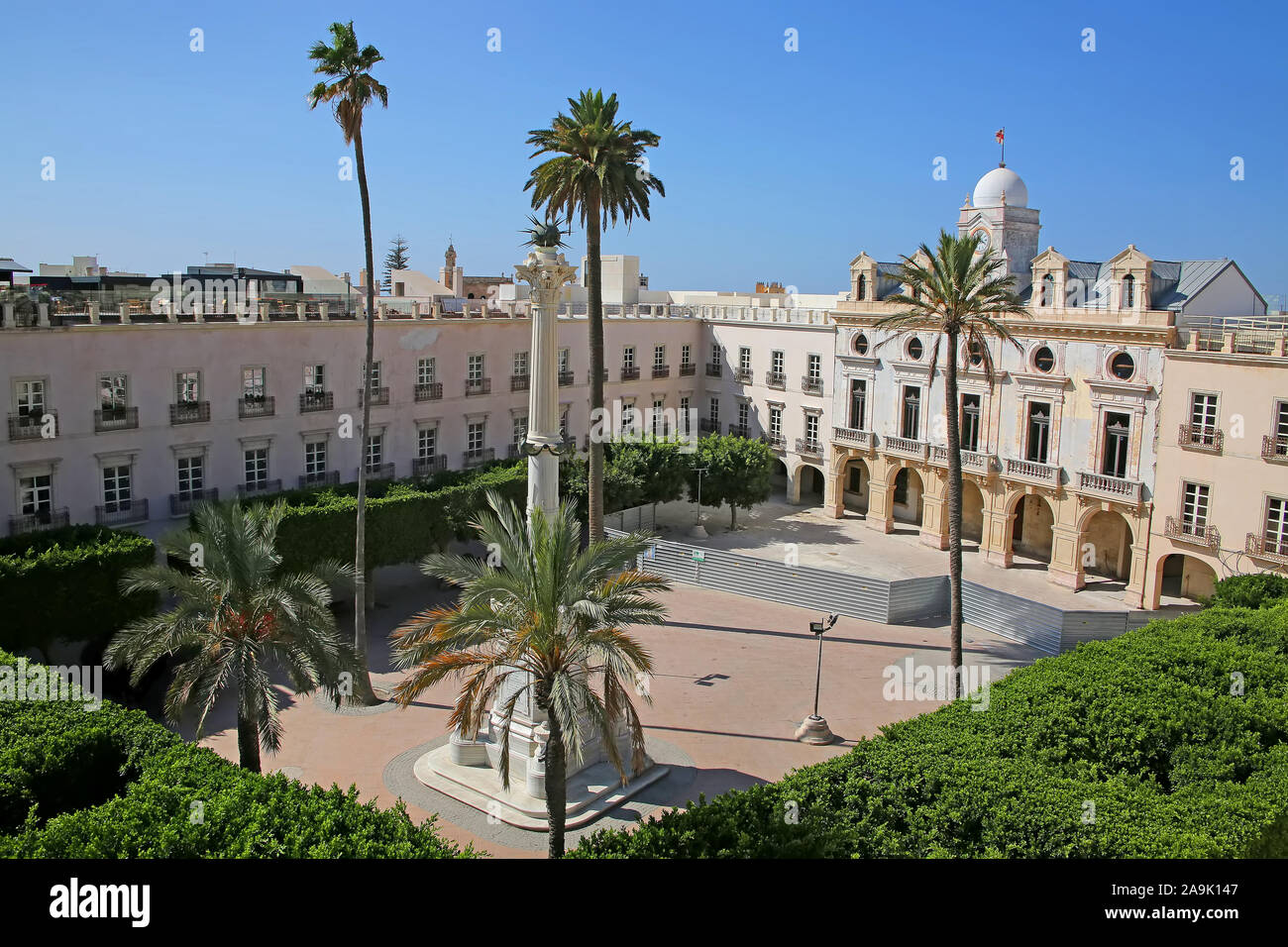 Beautiful Constitution Square, which is in the centre of the city of Almeria, Spain. Stock Photo