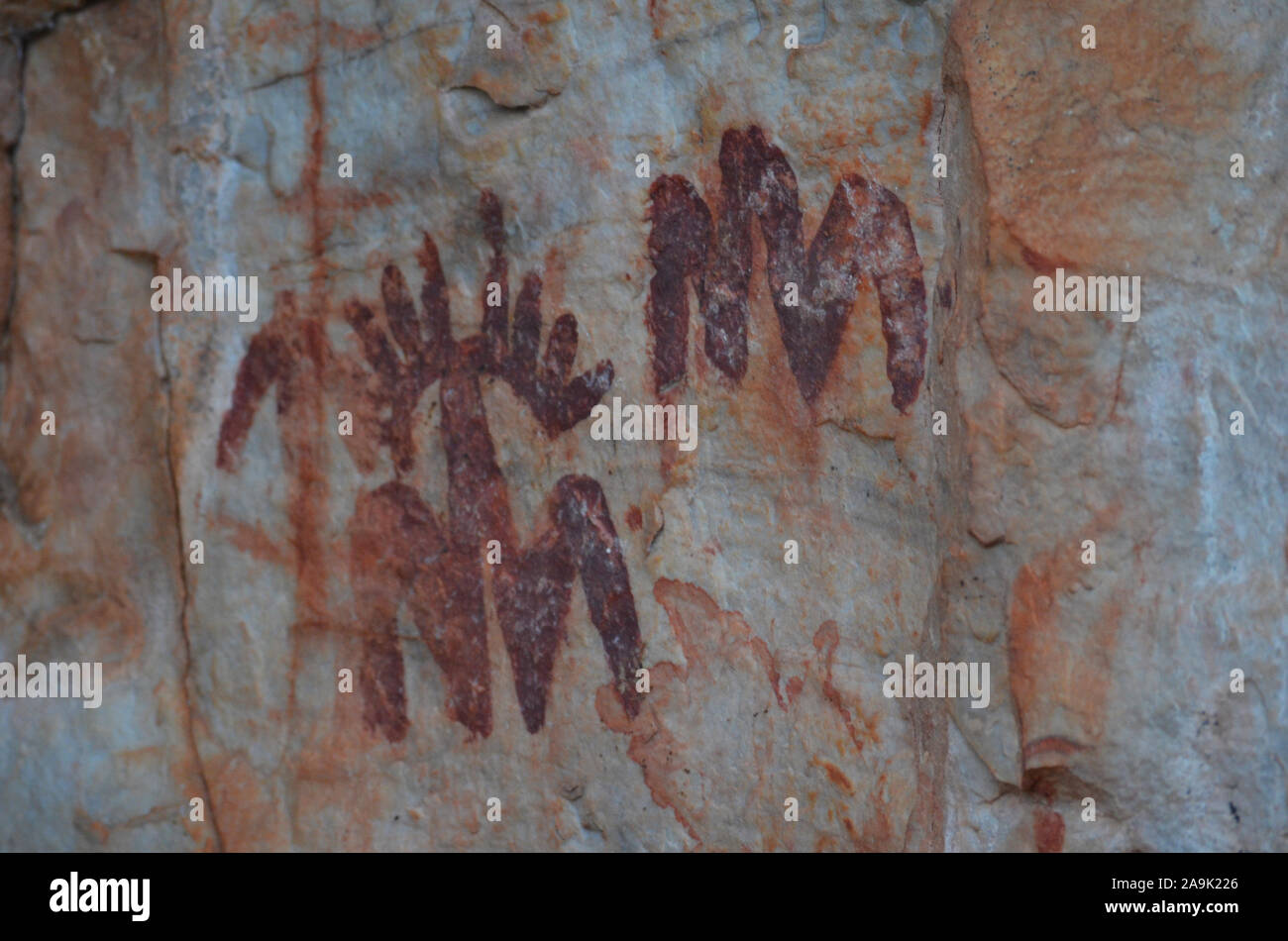 Peña Escrita rock paintings in Fuencaliente (Ciudad Real, Southern Spain), a remarkable example of post-Palaeolithic rock art Stock Photo