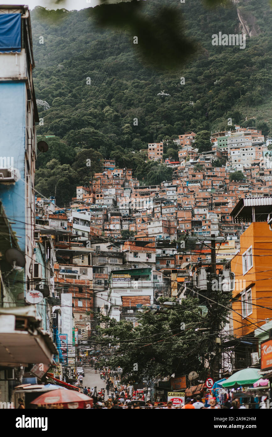 Via Apia Entrance To The Rocinha Favela Located In The South Zone Of Rio De Janeiro Stock Photo Alamy