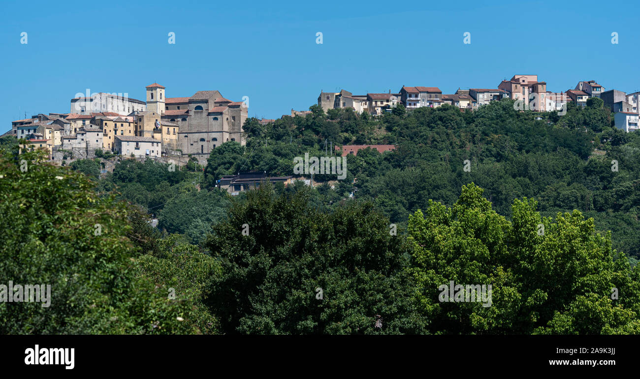 Mountain landscape in Irpinia, Avellino province, Campania, Italy, at summer. Panoramic view of Altavilla Irpina Stock Photo