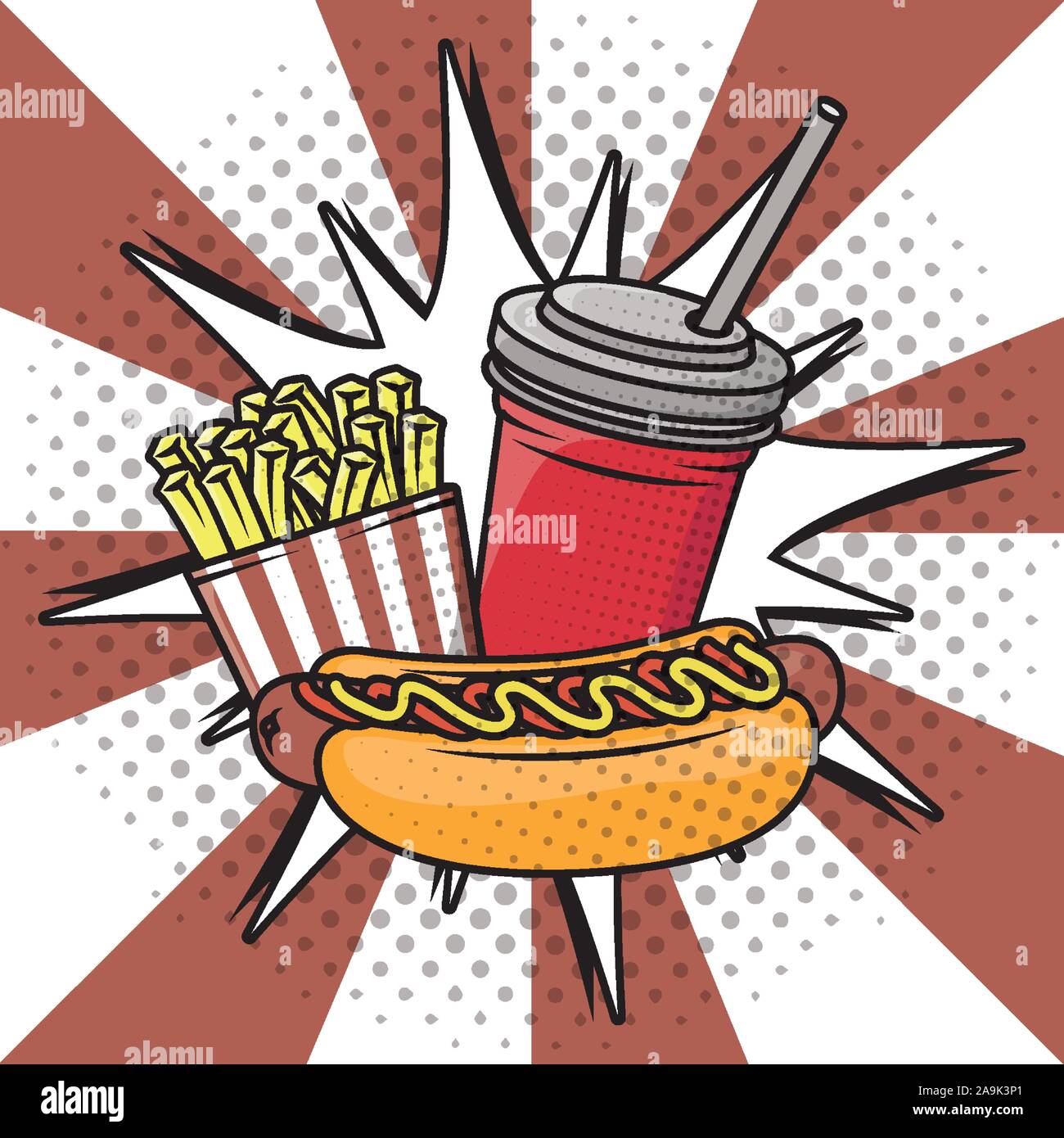 søsyge Grader celsius vigtig delicious fast food pop art style Stock Vector Image & Art - Alamy
