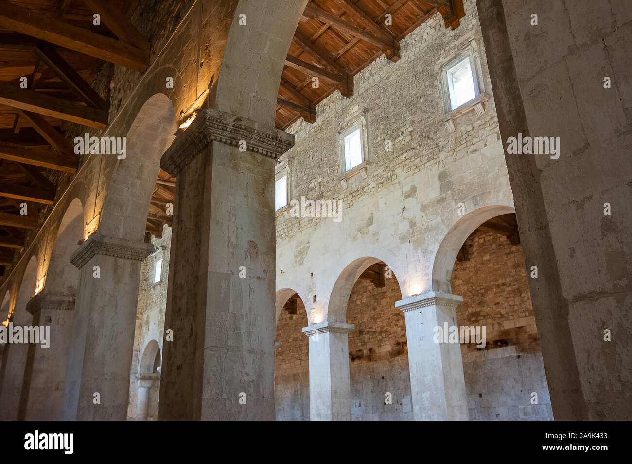Detail of the interior of the medieval Abbey of San Liberatore a Majella in Serramonacesca in Abruzzo (Italy) Stock Photo