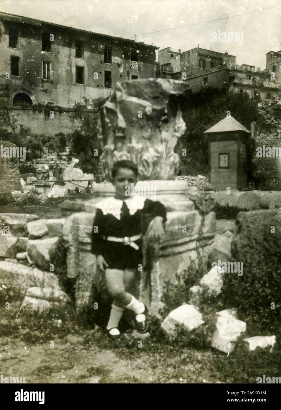 Child at the Roman Forum, Rome, Italy Stock Photo