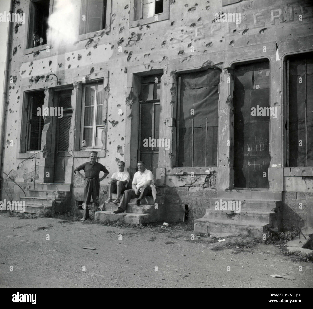 Building damaged by the war , Nice, France Stock Photo