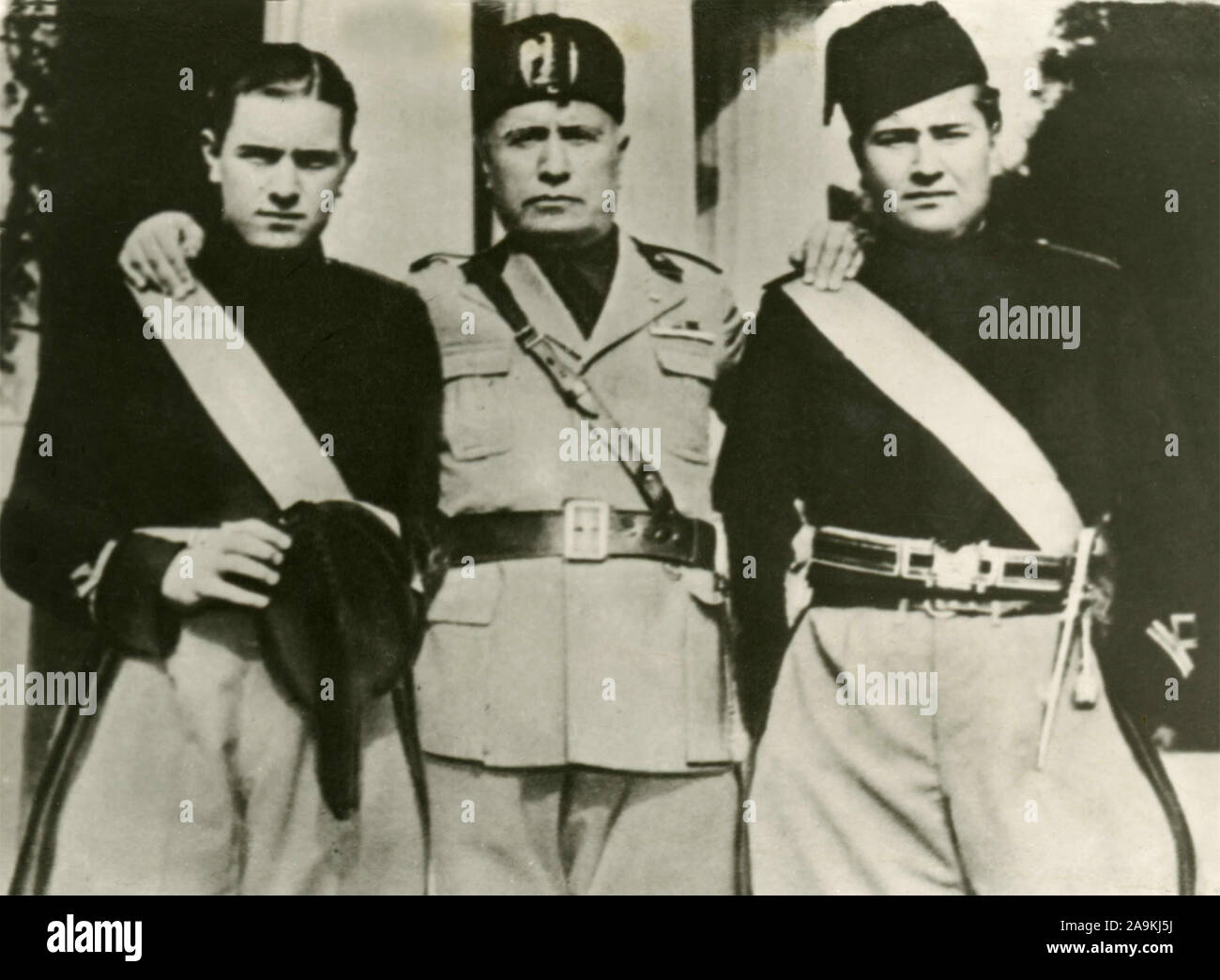 The Italian dictator Benito Mussolini with two avant-garde , Italy Stock Photo