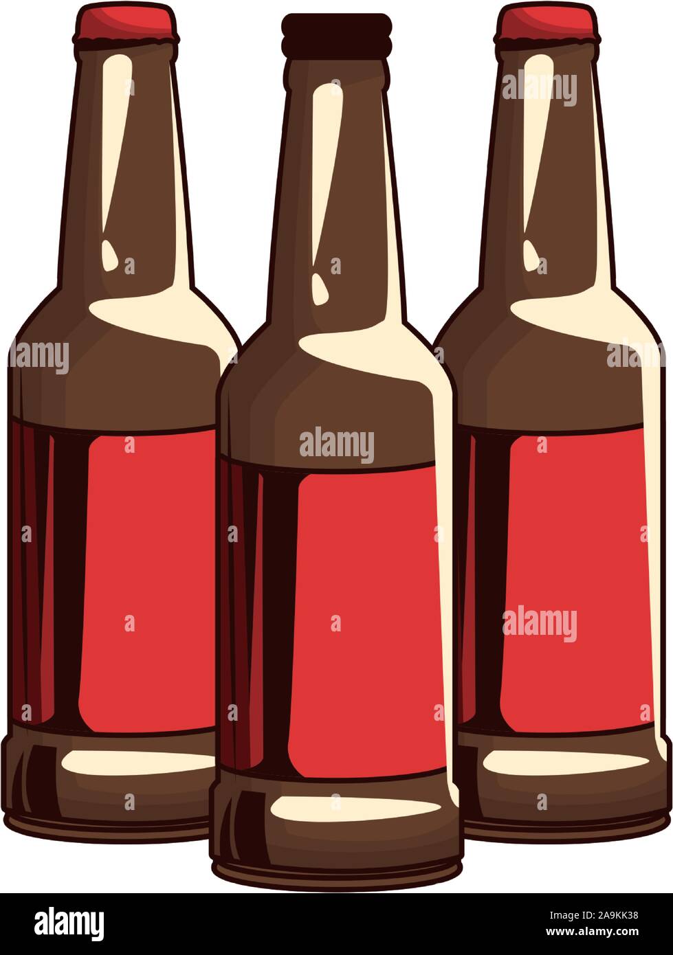 beer bottles icon, flat design Stock Vector