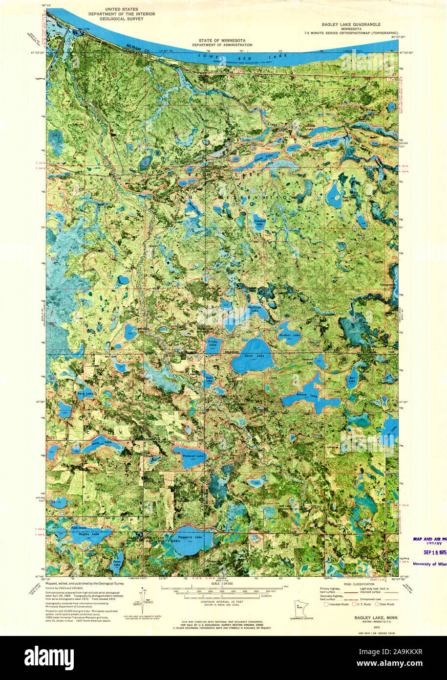 Usgs Topo Map Minnesota Mn Bagley Lake 503856 1972 24000 Restoration 2A9KKXR 