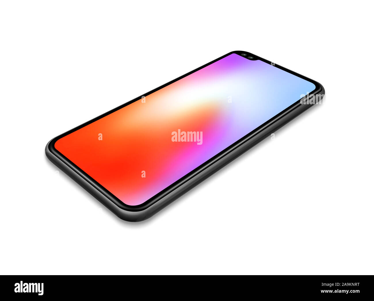 All-screen digital colorful blank smartphone mockup isolated on white ...