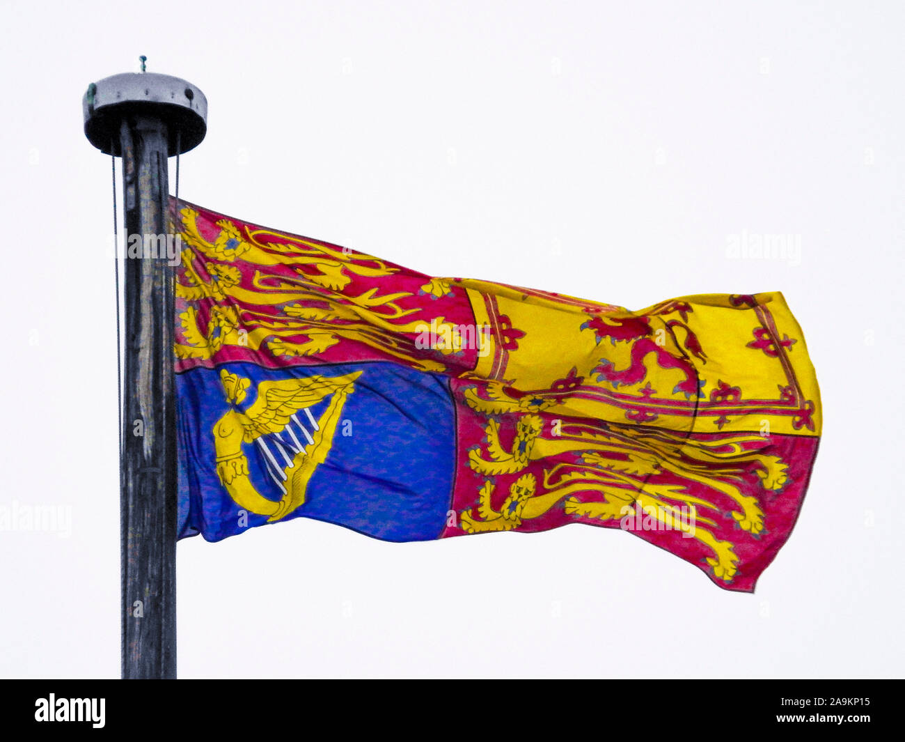 Royal Standard Flag of the United Kingdom on top of Windsor Castle Stock Photo