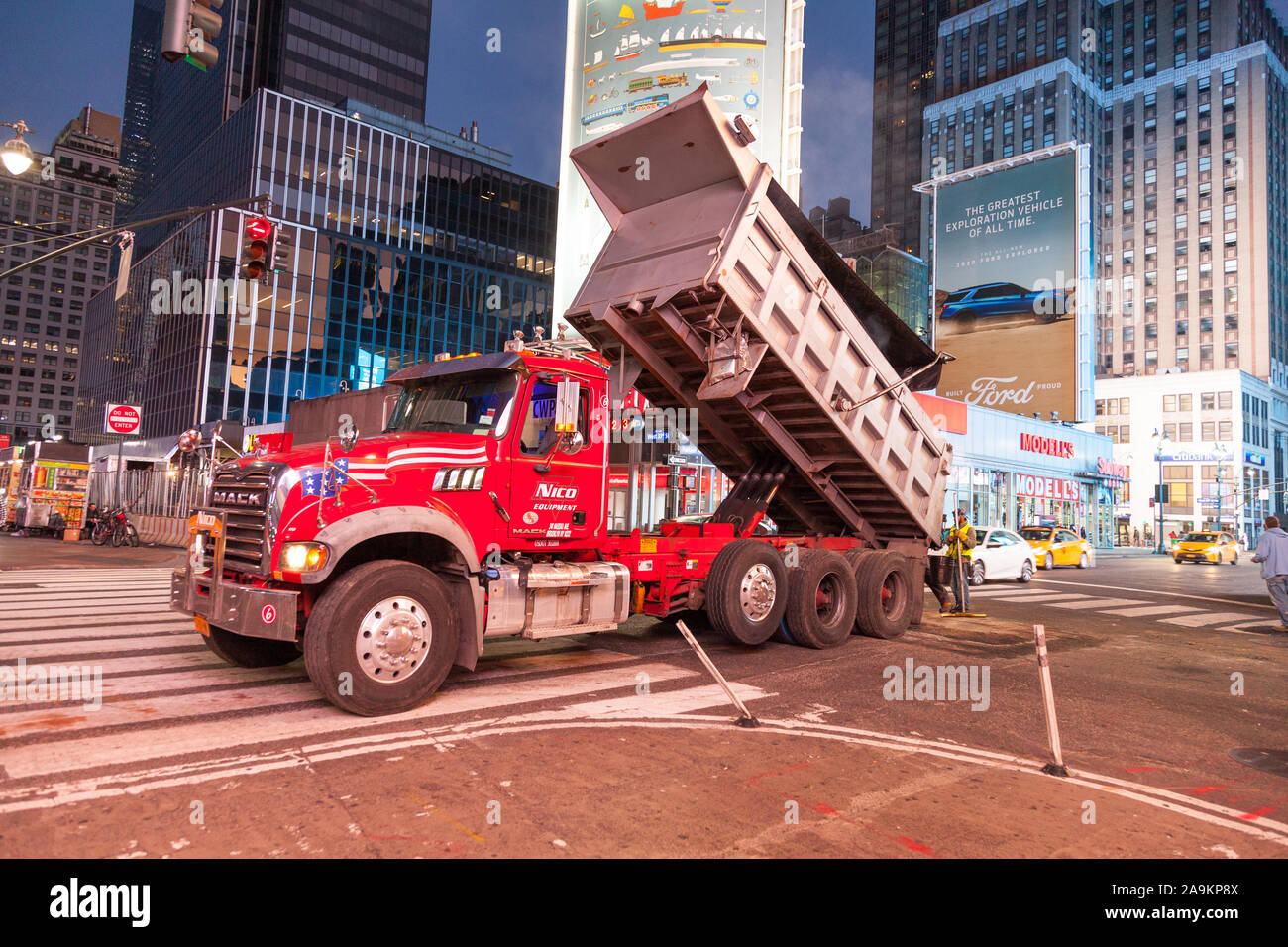 Large American dump truck, 7th Avenue , New York City, United States of
