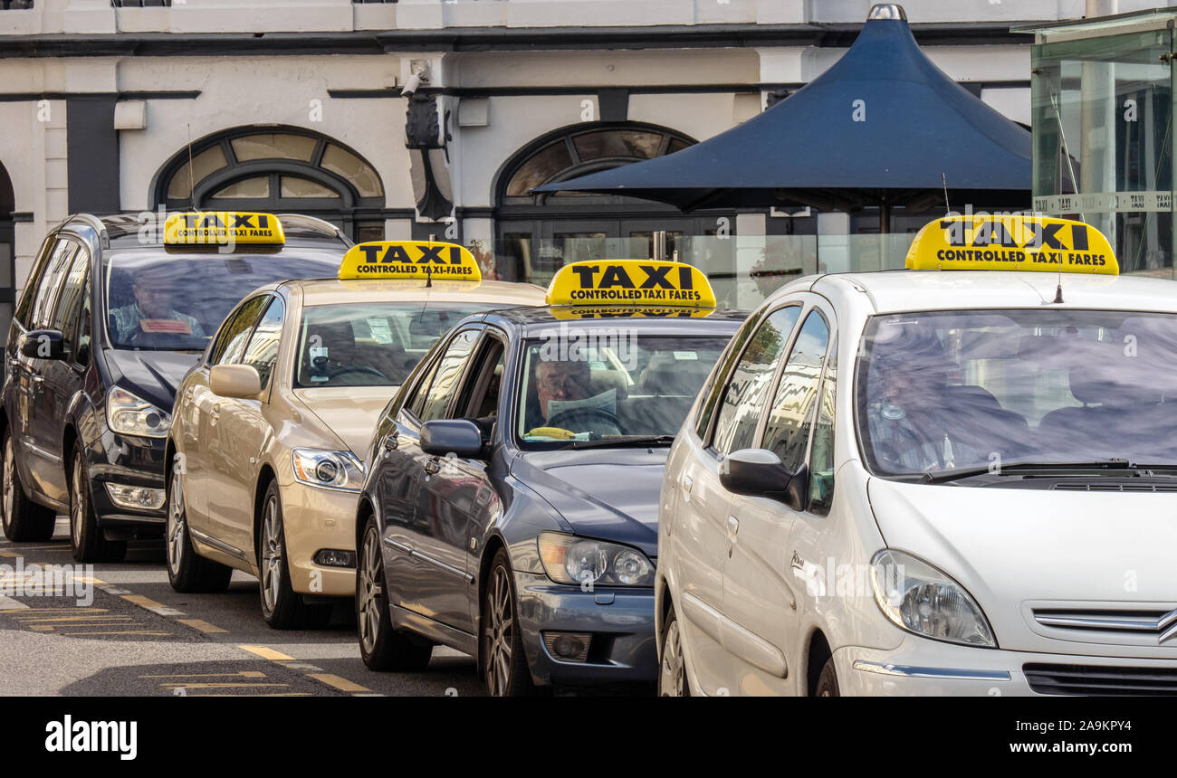 Taxi Rank in St Helier, Jersey, Channel Islands Stock Photo - Alamy