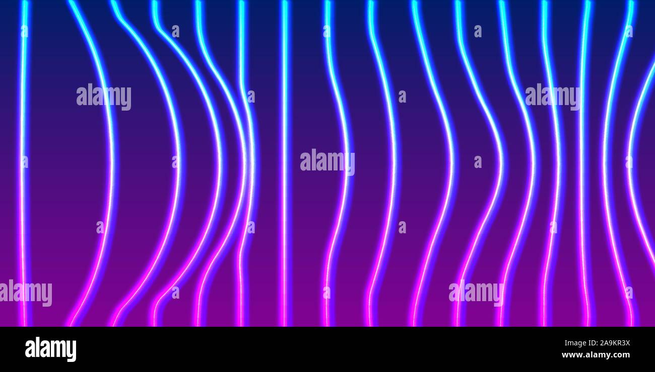 Neon lines background with glowing 80s new retro vaporwave or synthwave ...