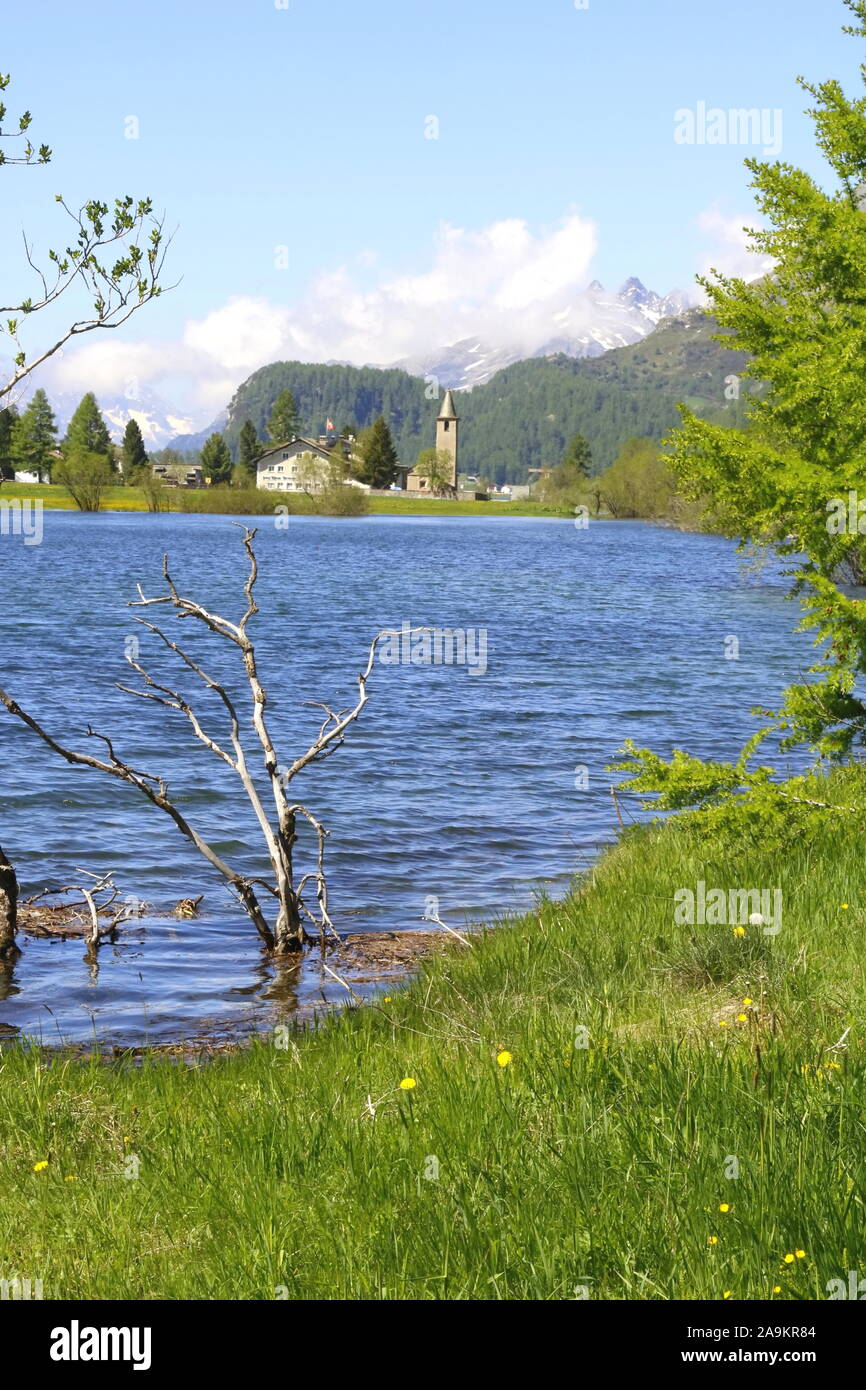 Herbststimmung am idyllischen Silsersee im Oberengadin Stock Photo
