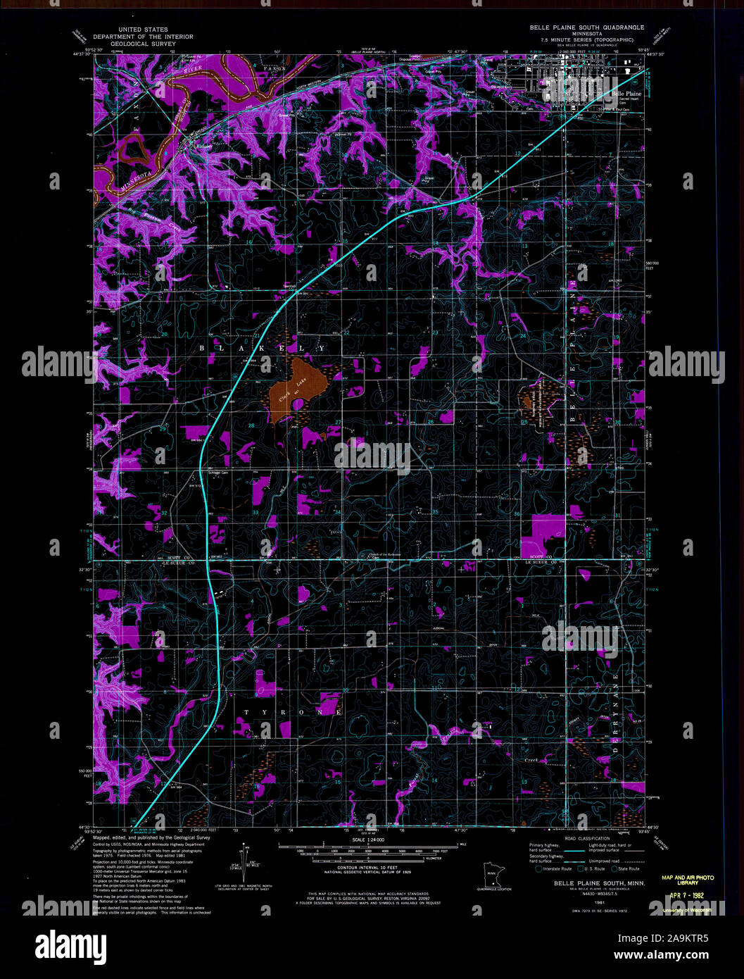 USGS TOPO Map MInnesota MN Belle Plaine North 503901 1981 24000