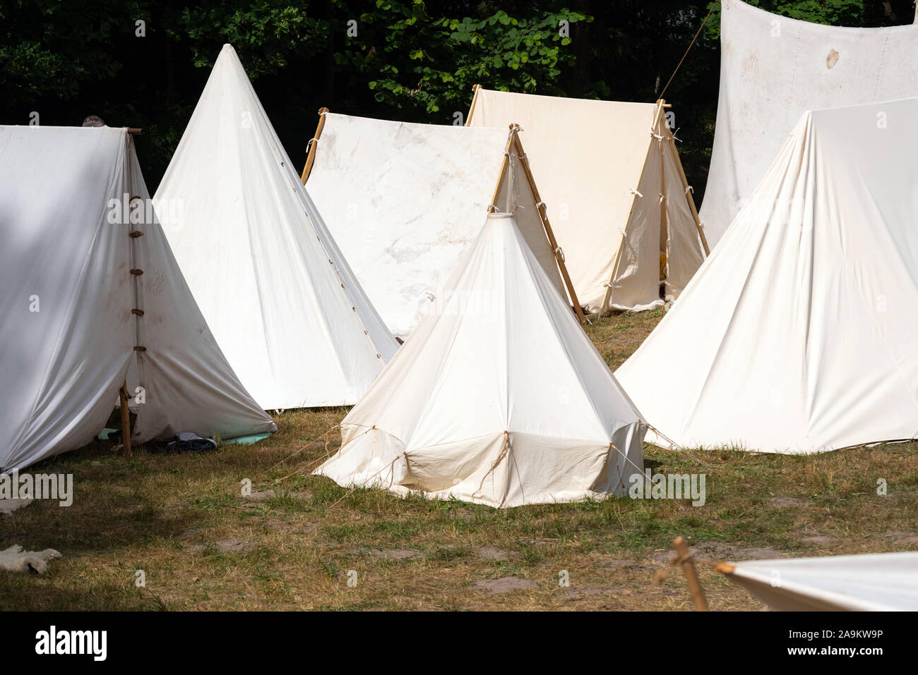 Medieval military tent camp site. Middle ages camp site shows how ...