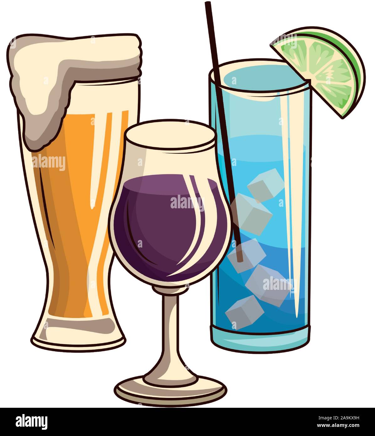 beer glass and cocktails glasses icon Stock Vector Image & Art - Alamy