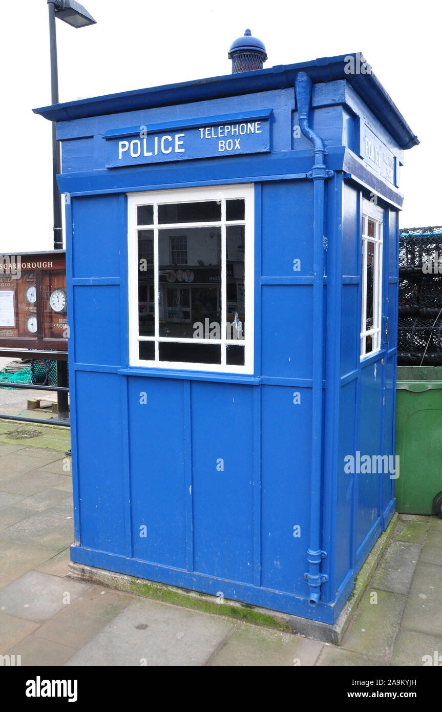 Police telephone box, Scarborough Stock Photo
