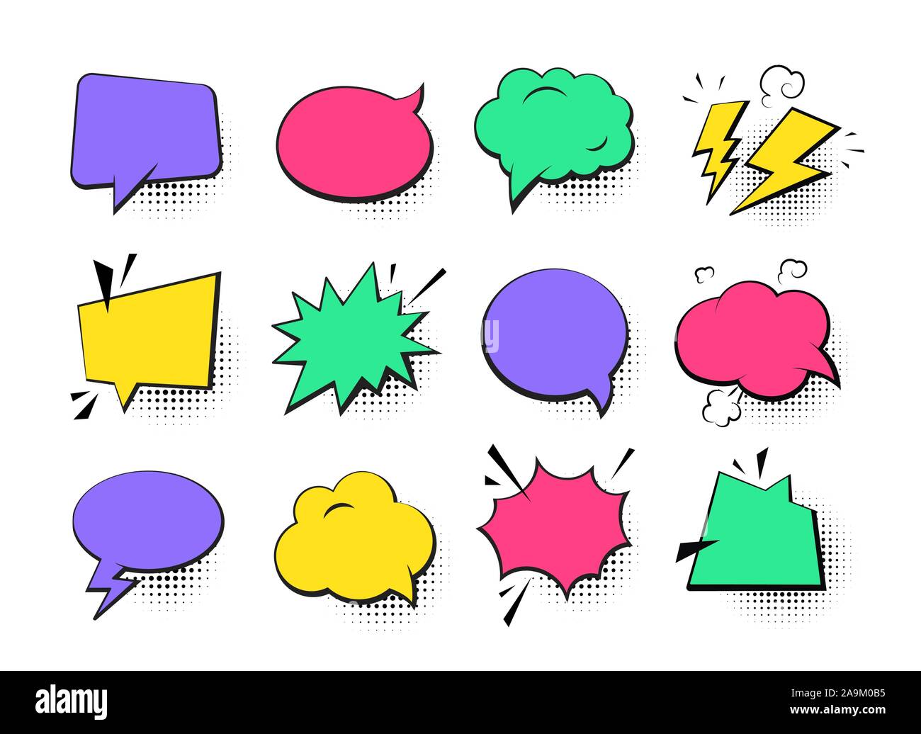 Speech bubbles collection - set of comic retro elements Stock Vector