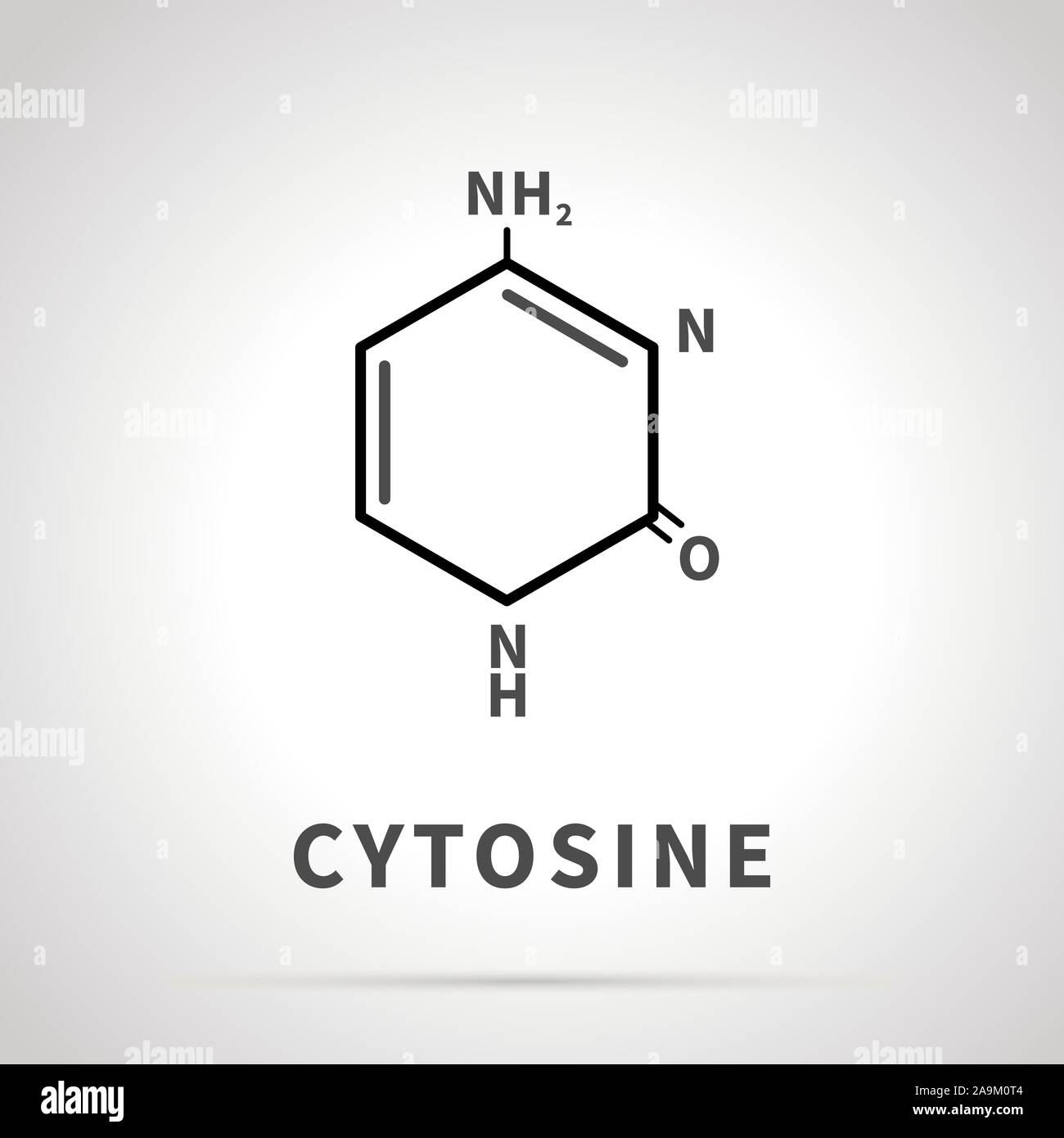 Chemical structure of Cytosine, one of the four main nucleobases, simple icon Stock Vector