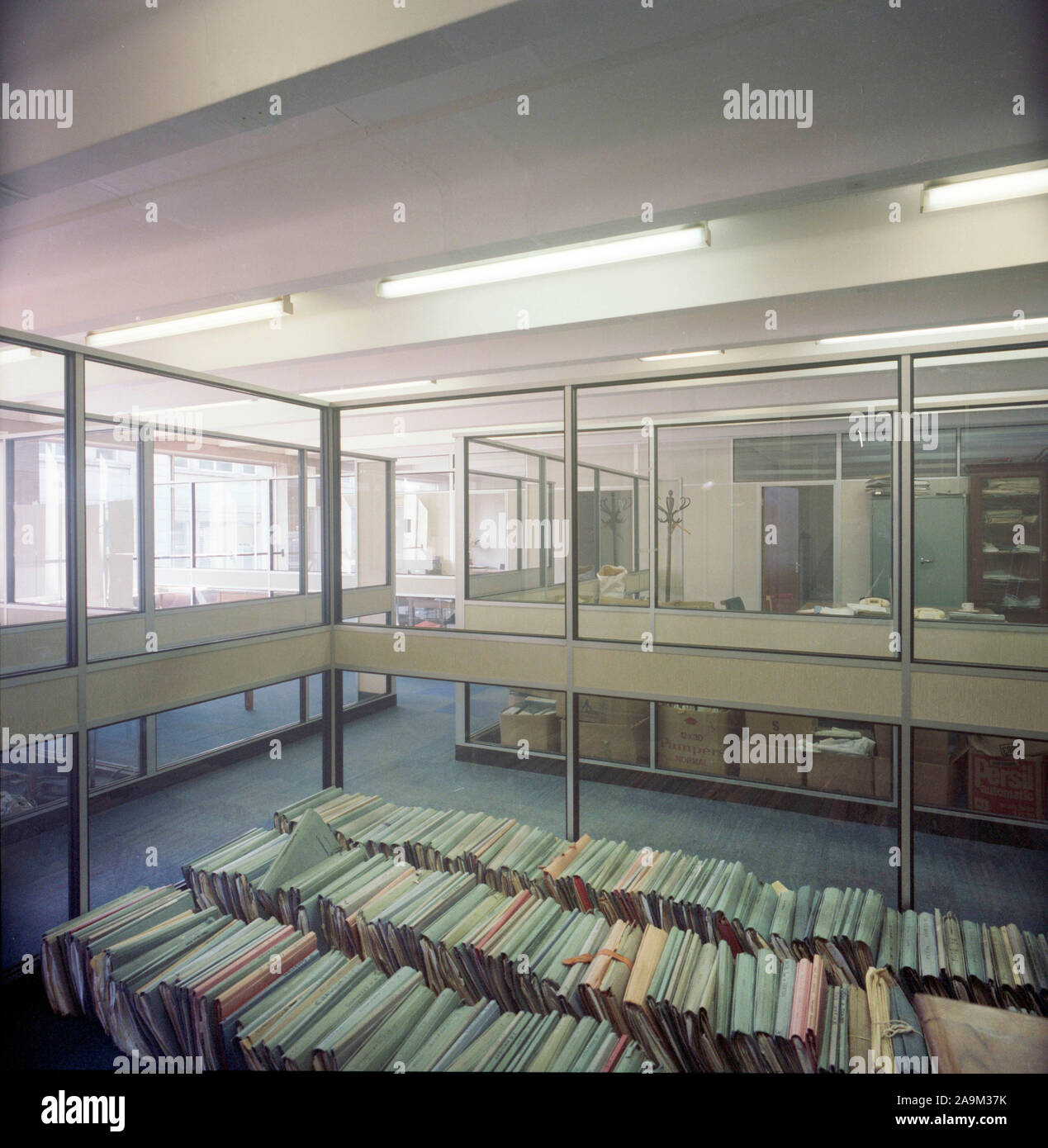 1984 Office interior, Leeds, West Yorkshire, Northern England, UK Stock Photo