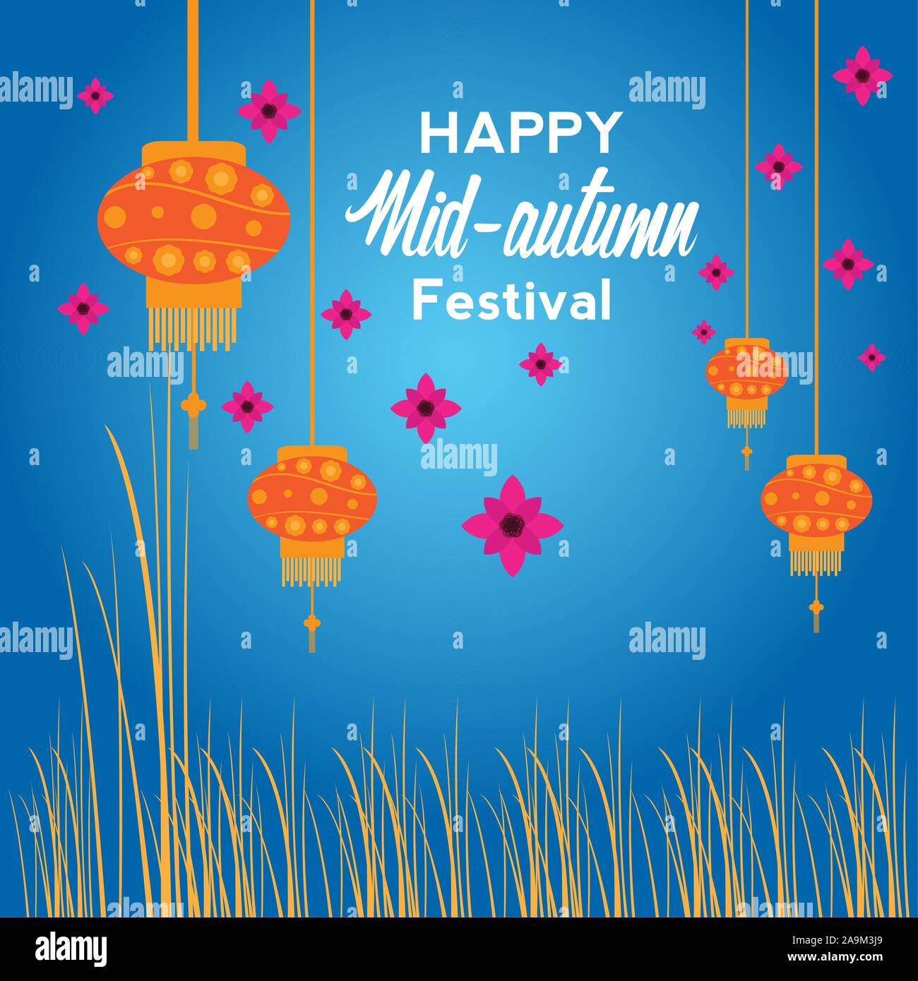Mid autumn festival colored poster - Vector illustration Stock Vector ...