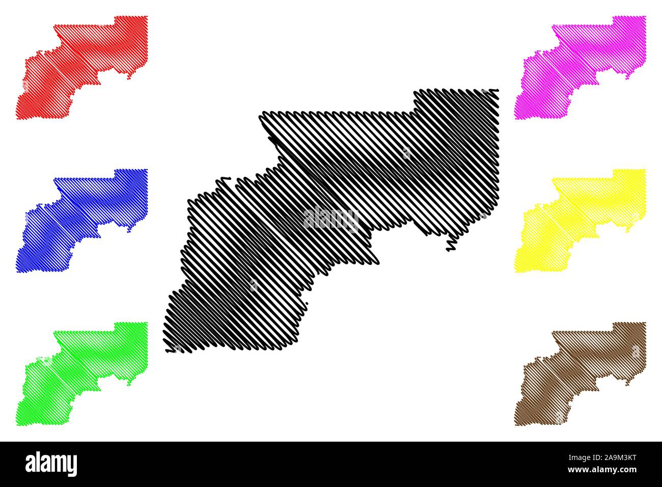 Yukon–Koyukuk Census Area, Alaska (Boroughs and census areas in Alaska, United States of America,USA, U.S., US) map vector illustration, scribble sket Stock Vector