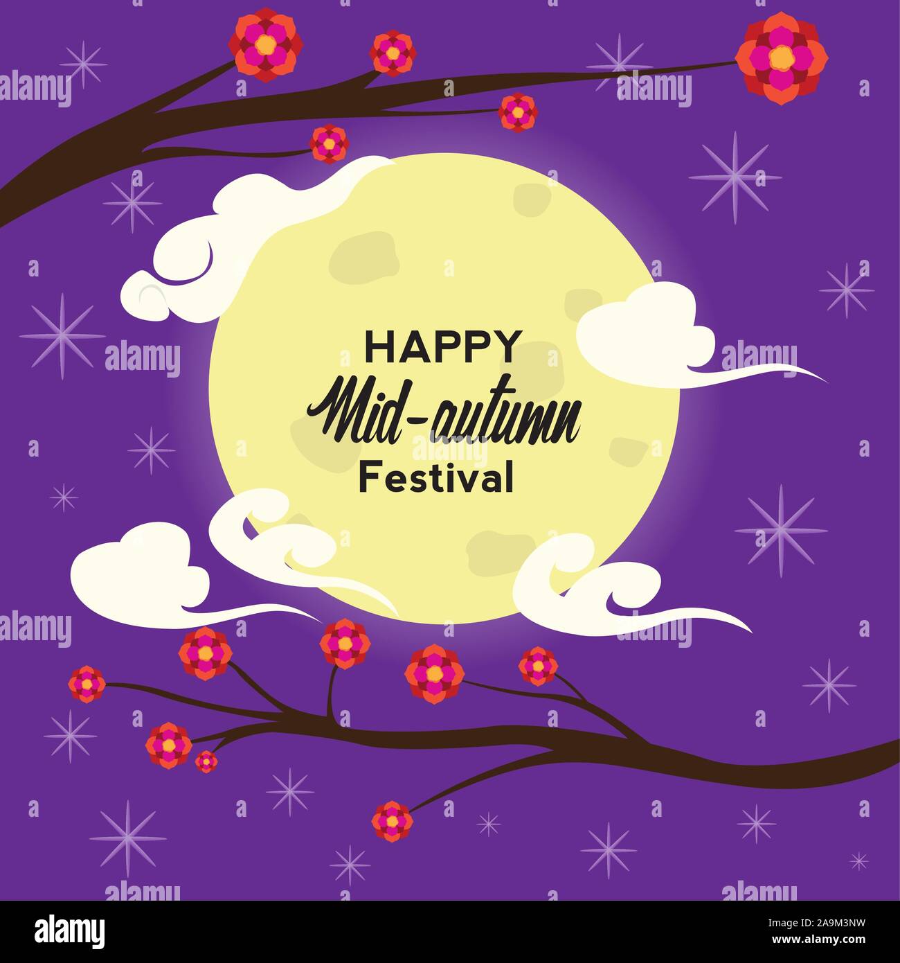 Mid autumn festival colored poster - Vector illustration Stock Vector ...