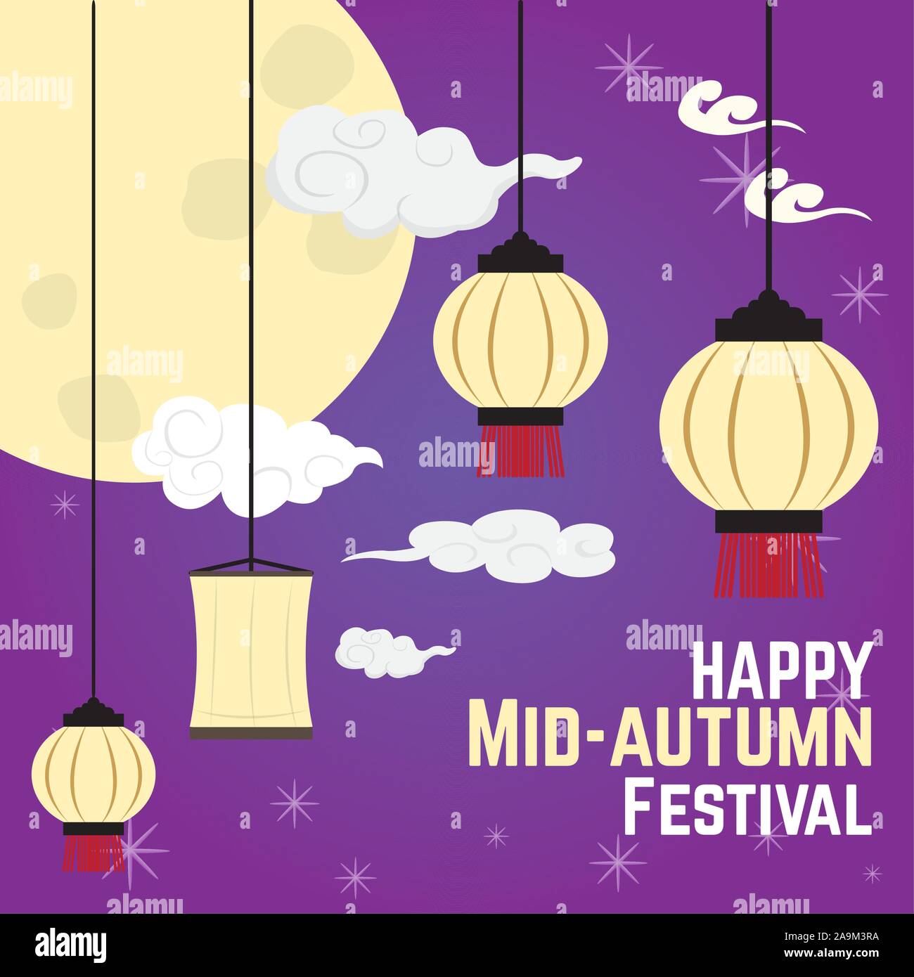Mid autumn festival colored poster - Vector illustration Stock Vector ...