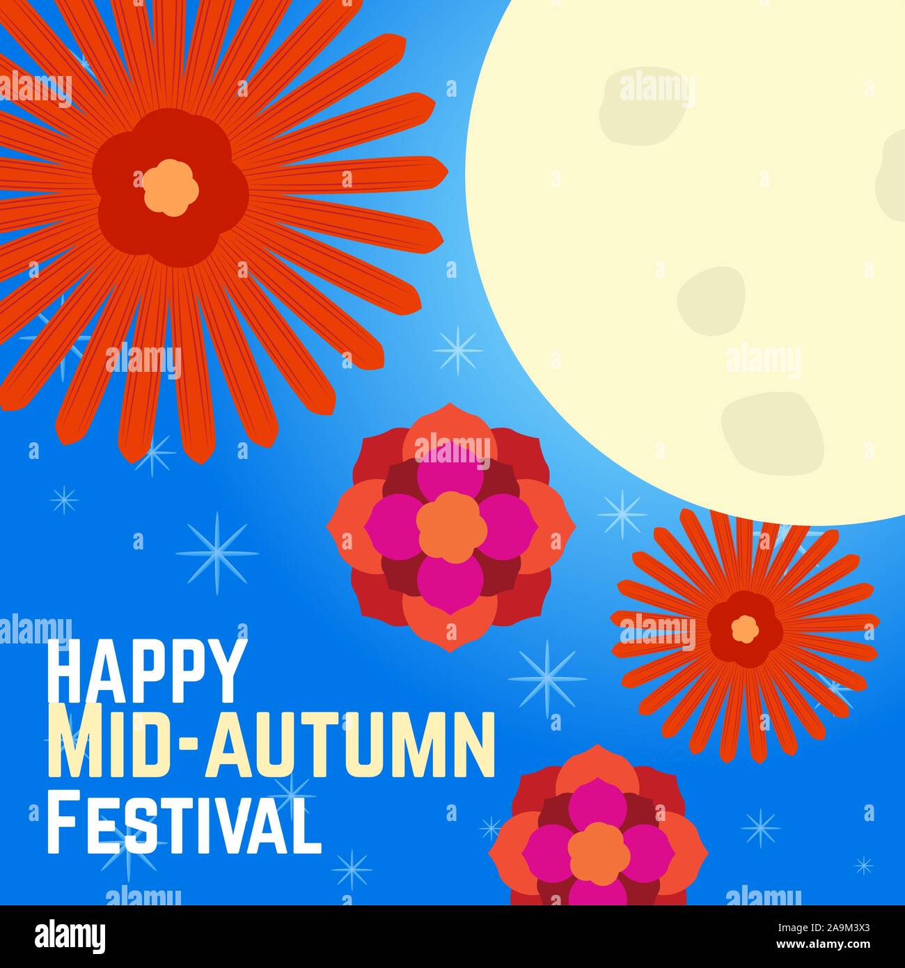 Mid autumn festival colored poster - Vector illustration Stock Vector ...