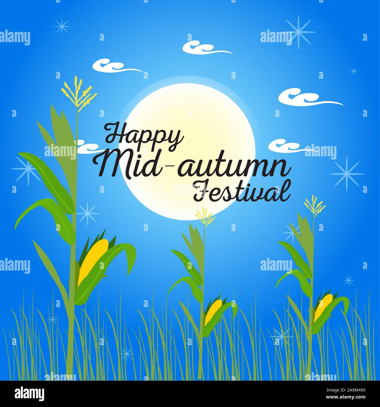 Mid autumn festival colored poster - Vector illustration Stock Vector ...