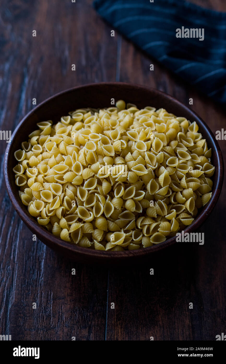 Italian Raw Pasta Shells Conchiglie / Conchiglioni in Wooden Bowl ...