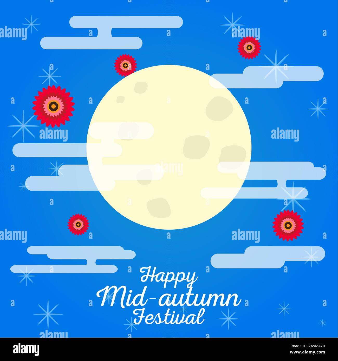 Mid autumn festival colored poster - Vector illustration Stock Vector ...