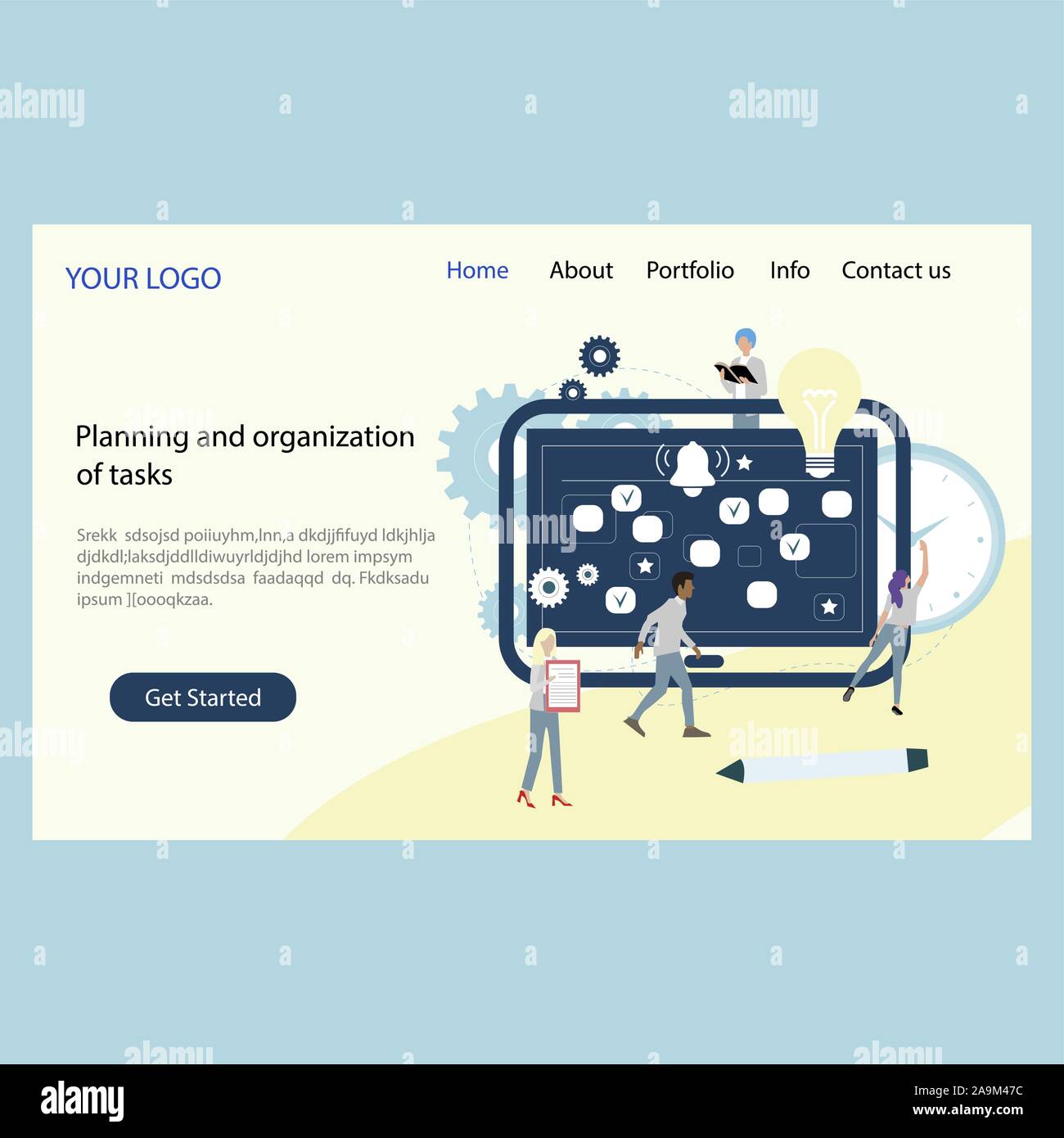Planning and organization tasks landing page company. Vector plan ...