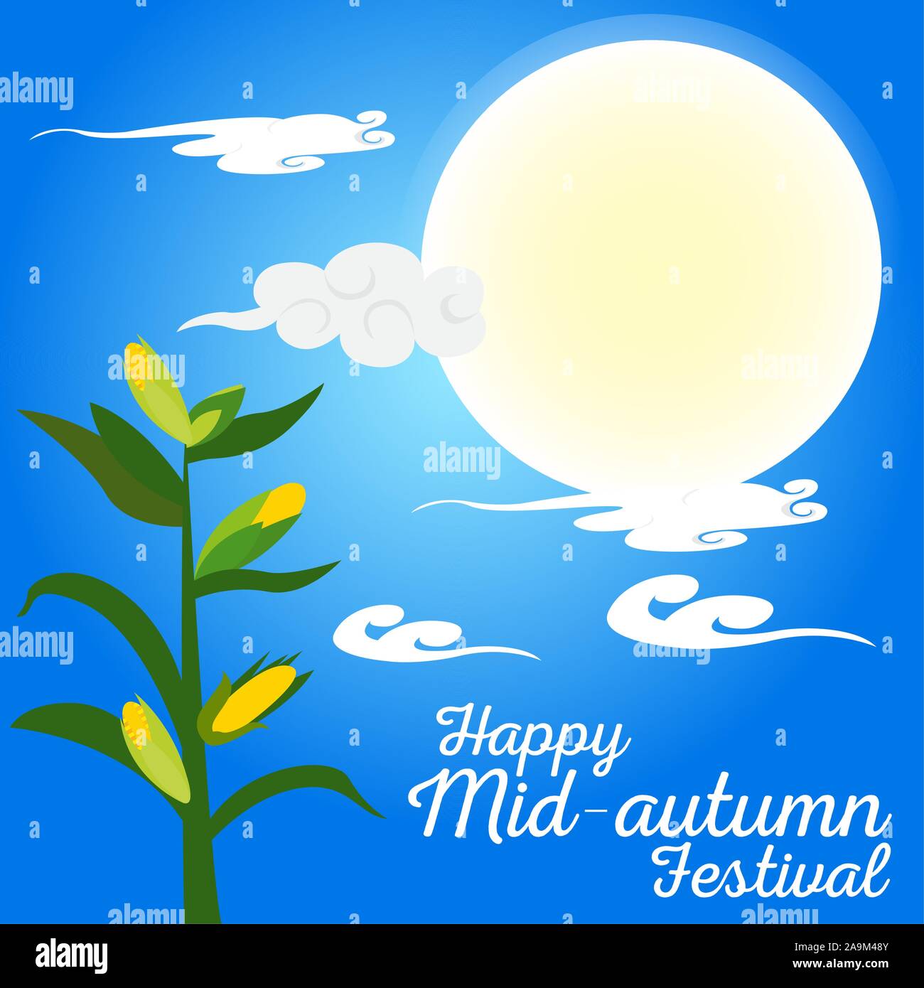 Mid autumn festival colored poster - Vector illustration Stock Vector ...