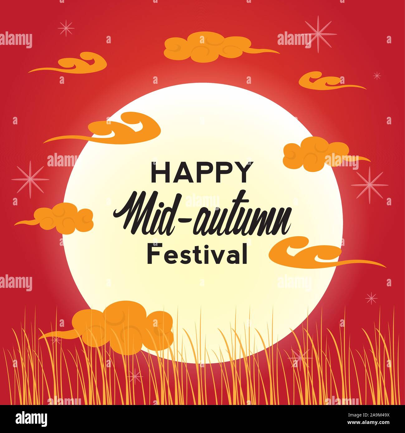 Mid autumn festival colored poster - Vector illustration Stock Vector ...