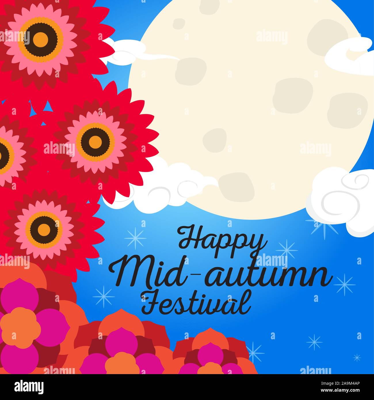Mid autumn festival colored poster - Vector illustration Stock Vector ...