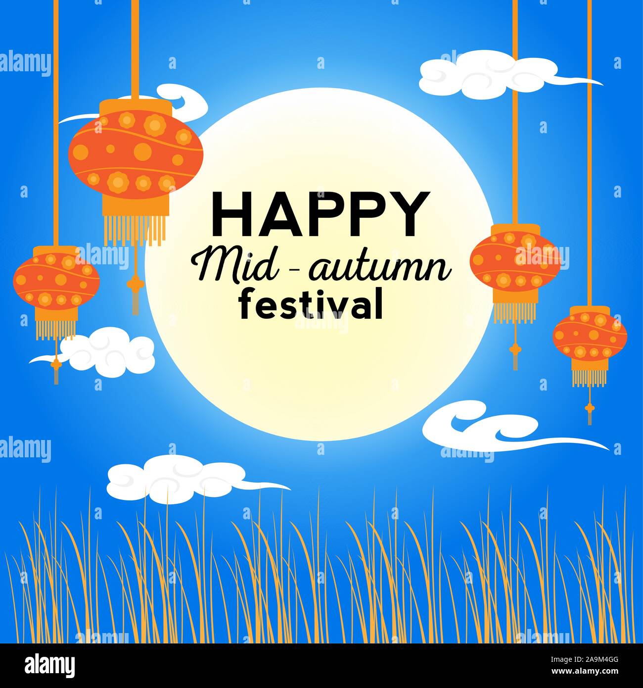 Mid autumn festival colored poster - Vector illustration Stock Vector ...