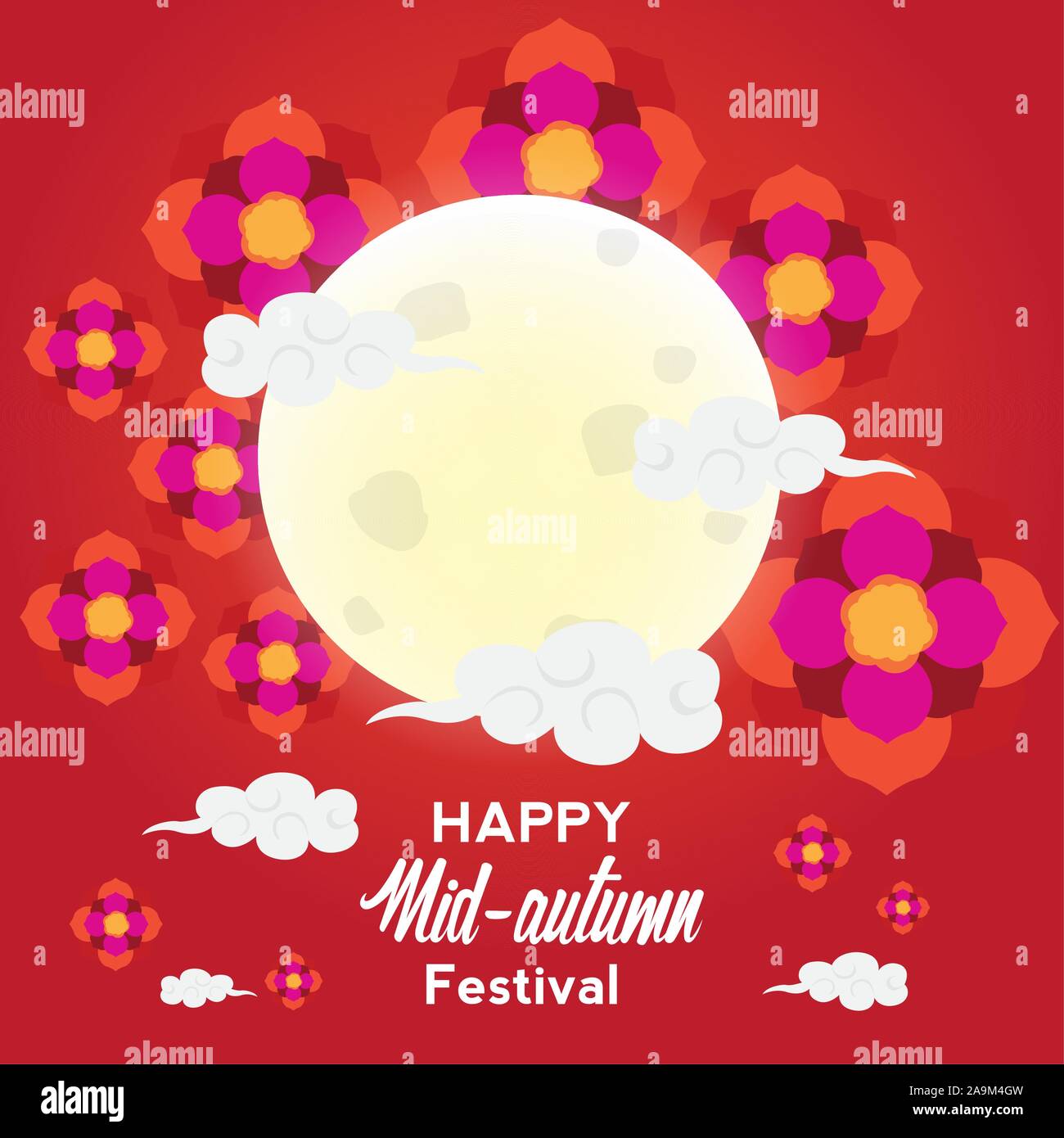 Mid autumn festival colored poster - Vector illustration Stock Vector ...