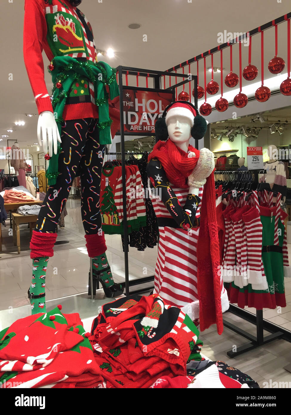 Macy's Department Store at Christmas Season, Herald Square, NYC Stock