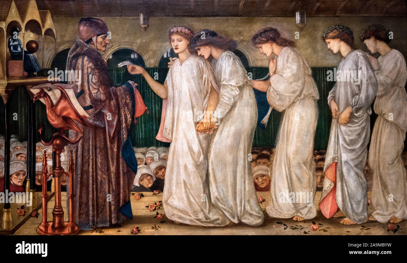 Edward Burne-Jones (1833-1898) 'The Princess Drawing the Lot', oil on canvas, 1865/6. The painting is one of a series of seven entitled 'St George and the Dragon' Stock Photo