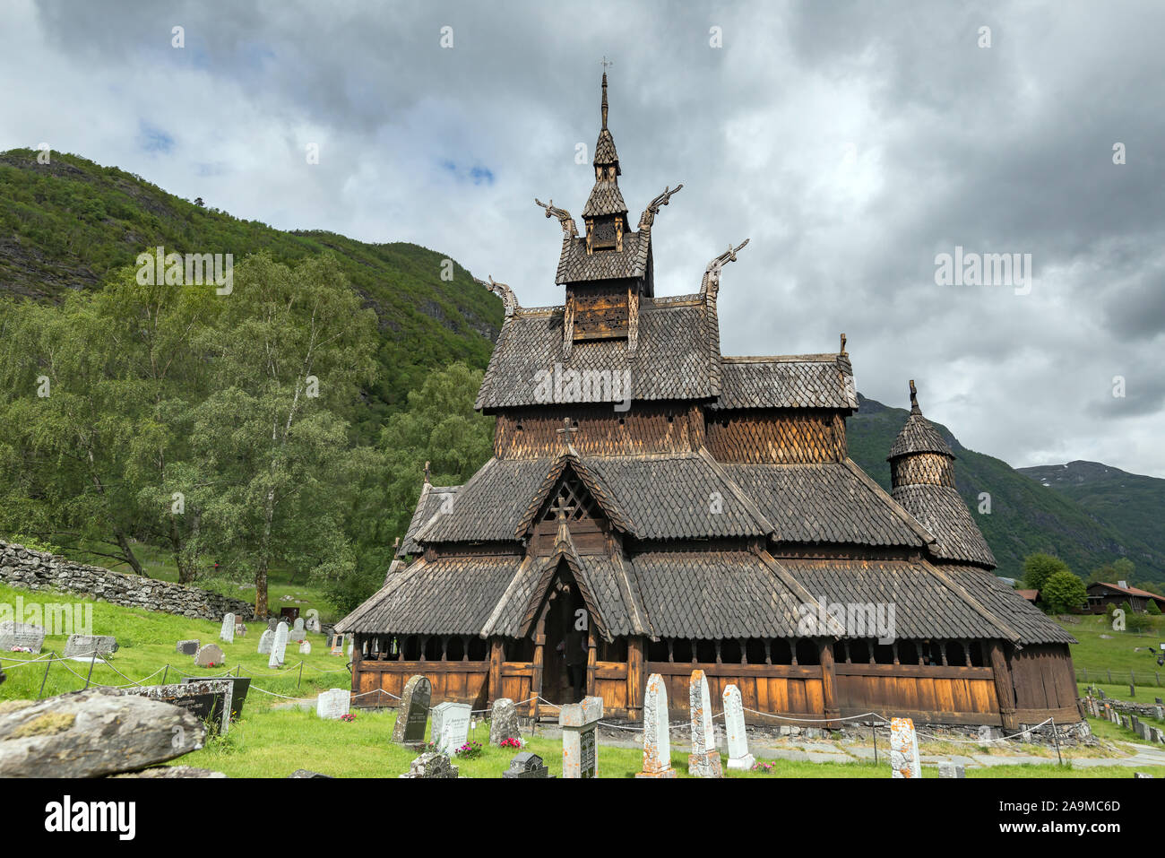 Stabkirche Borgund, Norwegen, Skandinavien Stock Photo