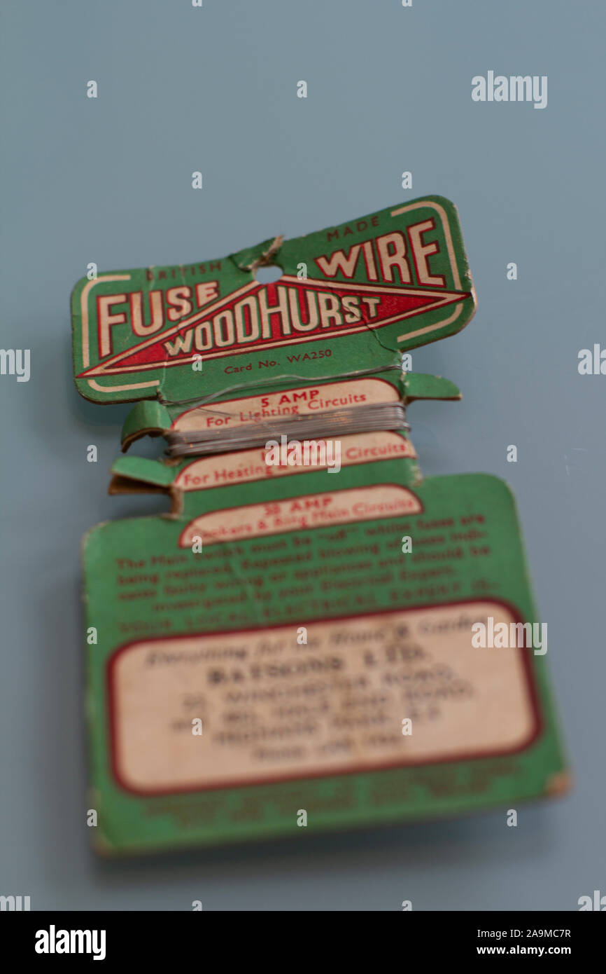 Fuse wire card for electrical circuits, and ongoing repairs to old