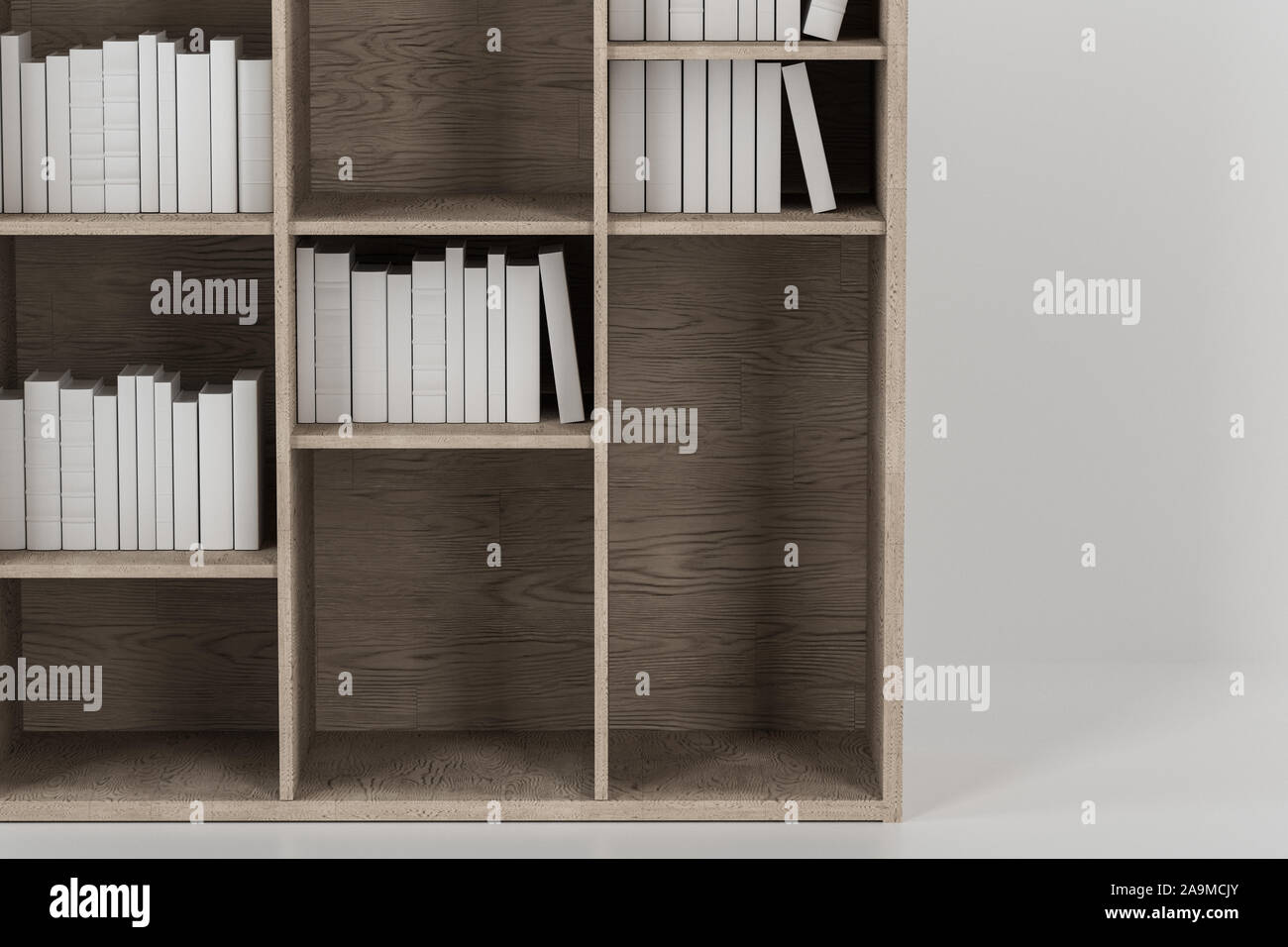 Bookshelf With Books Inside In The Empty New House 3d Rendering