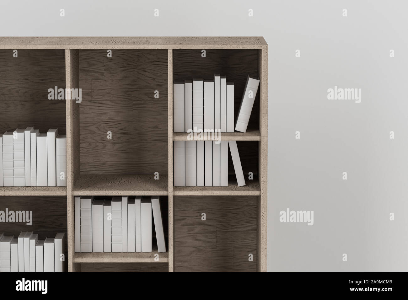 Bookshelf With Books Inside In The Empty New House 3d Rendering