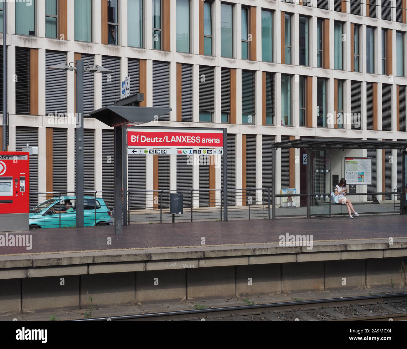 Koeln Germany Circa August 19 Bahnhof Deutz Lanxess Arena Stadtbahn Station Stock Photo Alamy