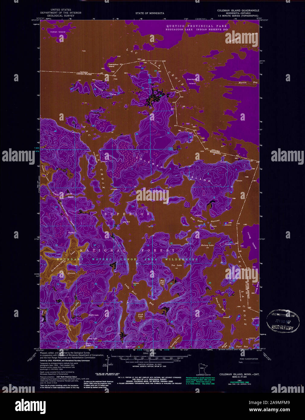 USGS TOPO Map MInnesota MN Coleman Island 805607 1963 24000 Inverted ...