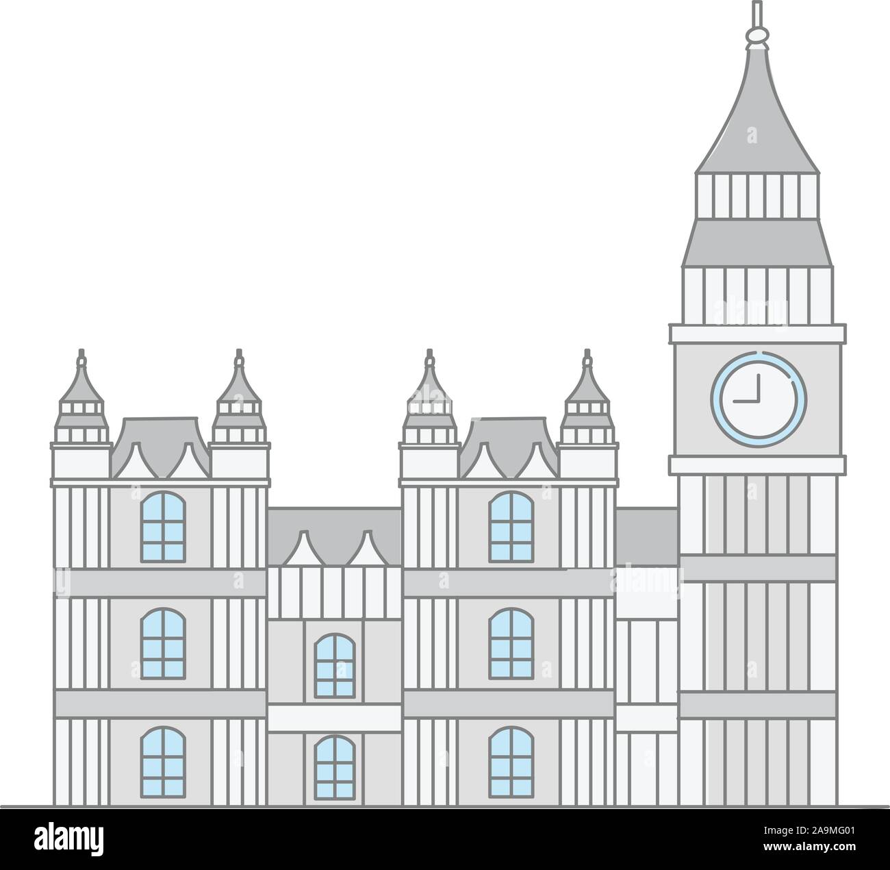 Doodle illustration of United Kingdom parliament building Stock Vector