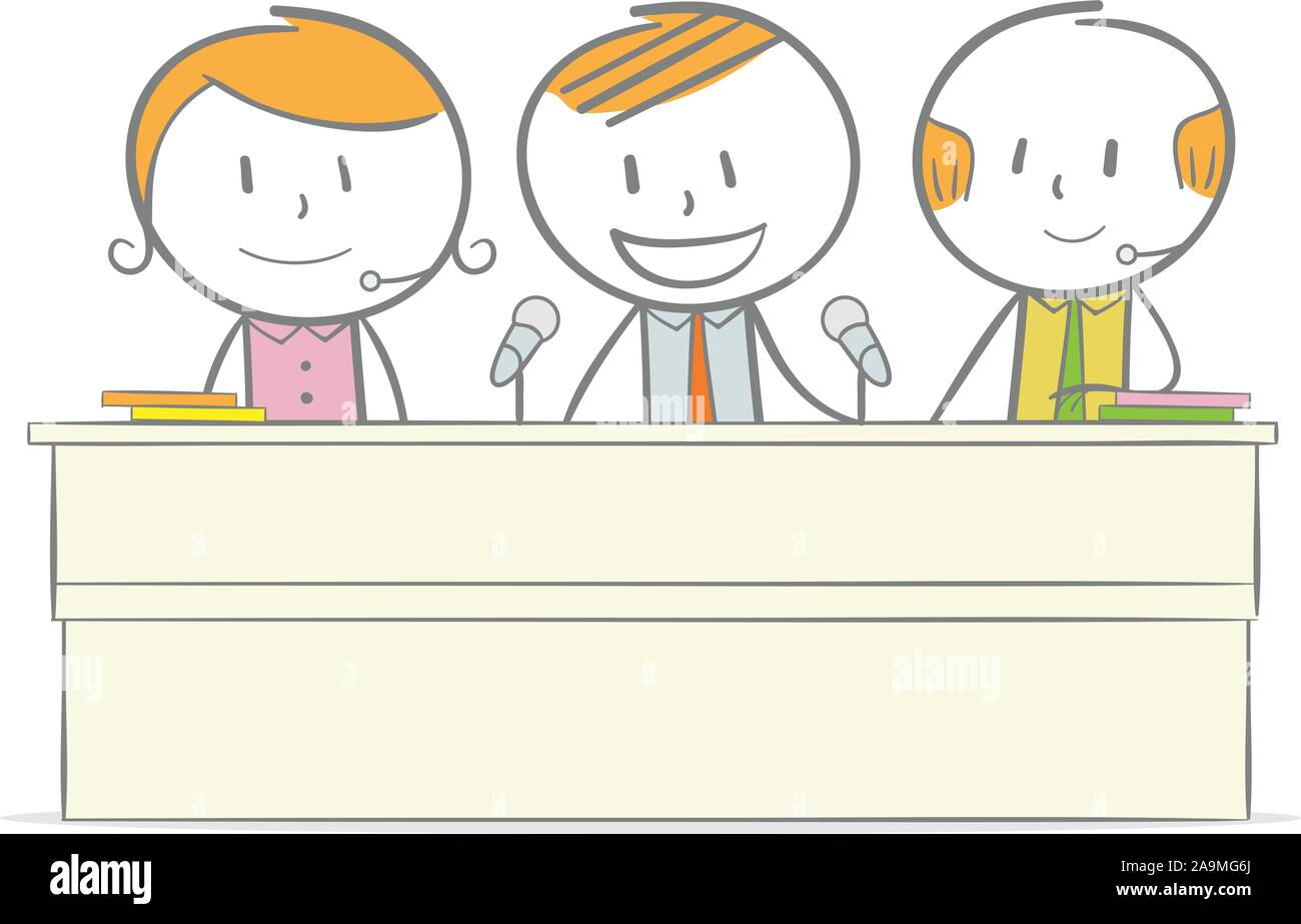 Doodle stick figure: Group of business person having a conference Stock