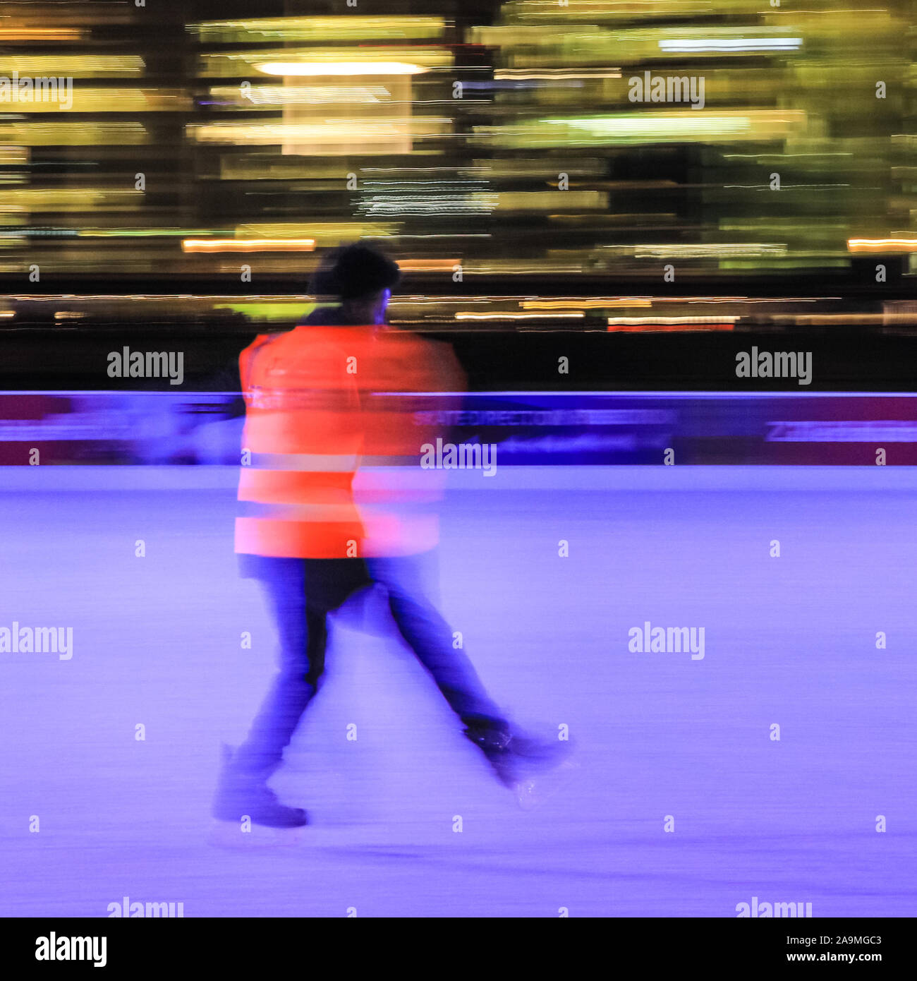 Tower of London, London, UK, 16th November 2019. An ice rink attendant